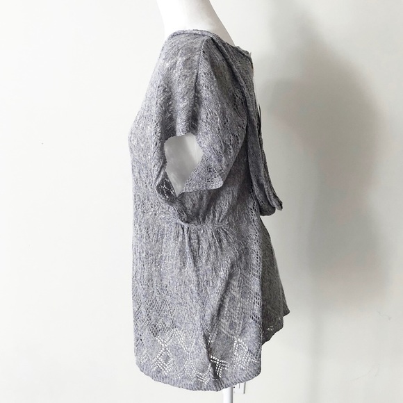 Anthro. Moth | Linen Blend Open Knit Hooded TopNWT - Picture 6 of 12